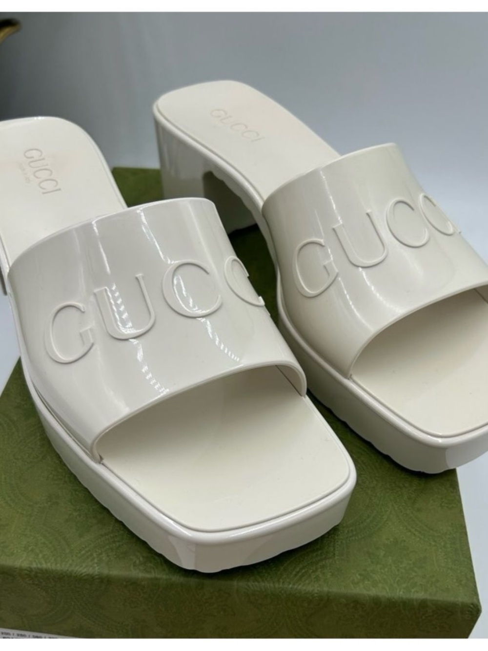 Gucci, rubber block, low heel slides, size 41 made in Italy - Picture 2 of 6